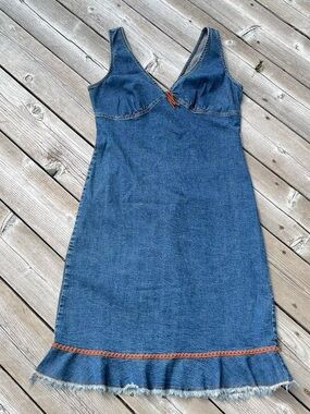Emergency Exit denim v-neck midi dress